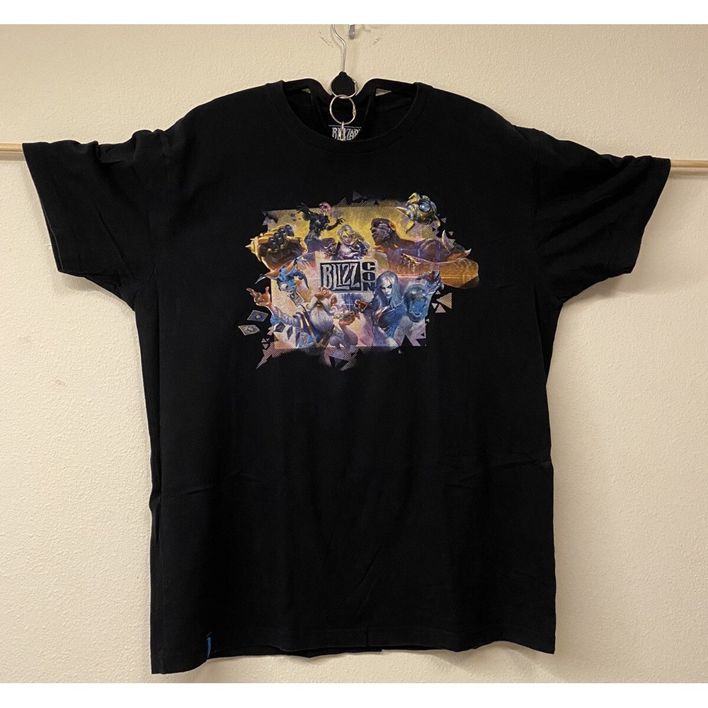 2017 BlizzCon Hearthstone Overwatch Starcraft Heroes of the Storm T-Shirt L Used